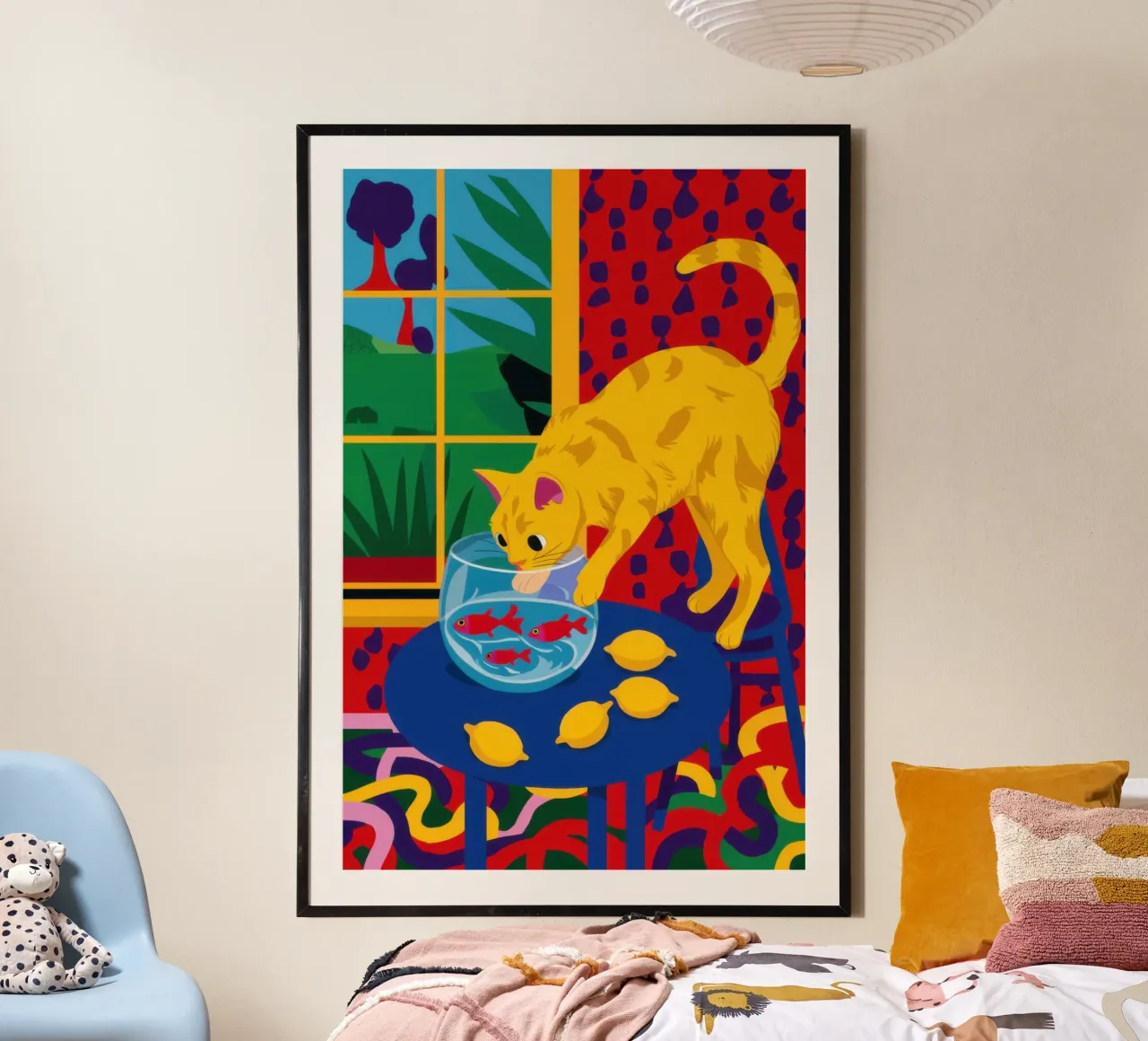 Gatto giallo Curiosità poster da Obs Canvas