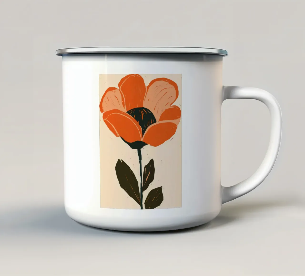 Fiore arancione in grassetto tazza in smalto da Line Fable