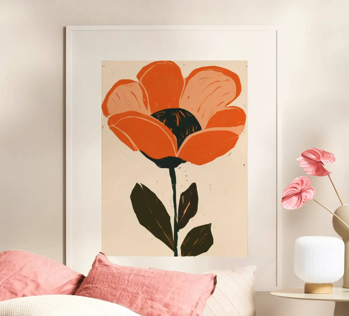 Bold Orange Bloom poster by Line Fable