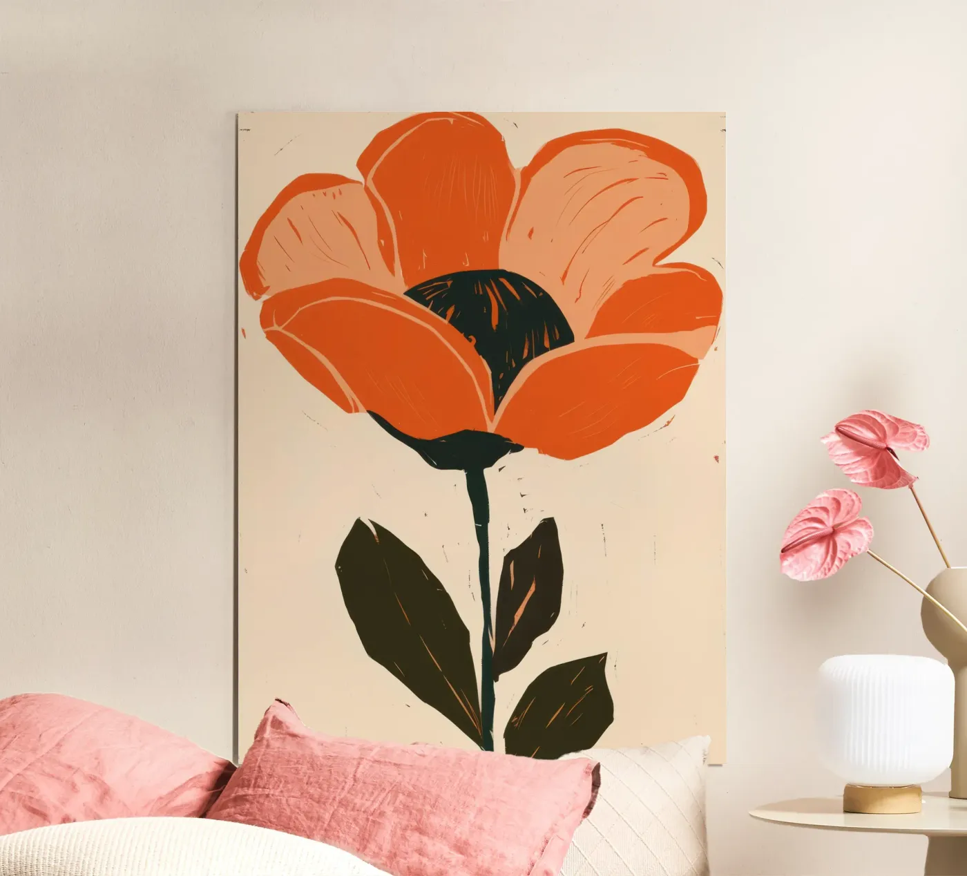 Bold Orange Bloom poster by Line Fable