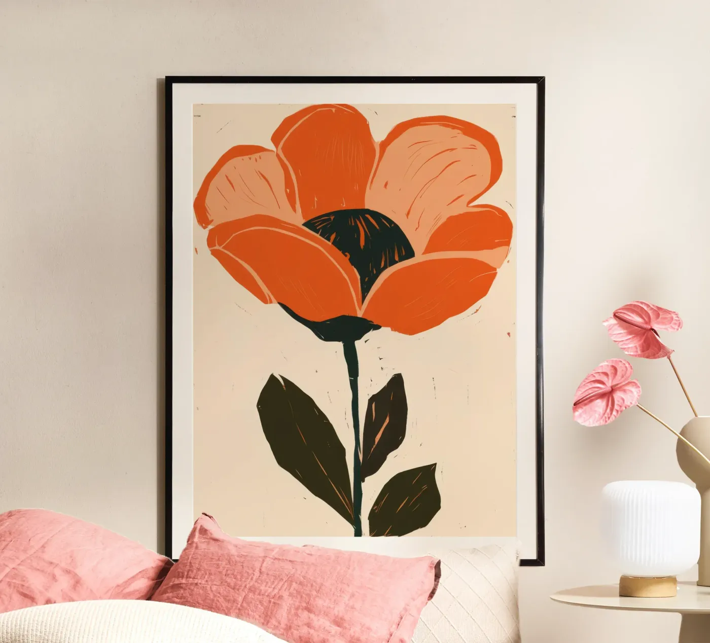 Bold Orange Bloom poster by Line Fable