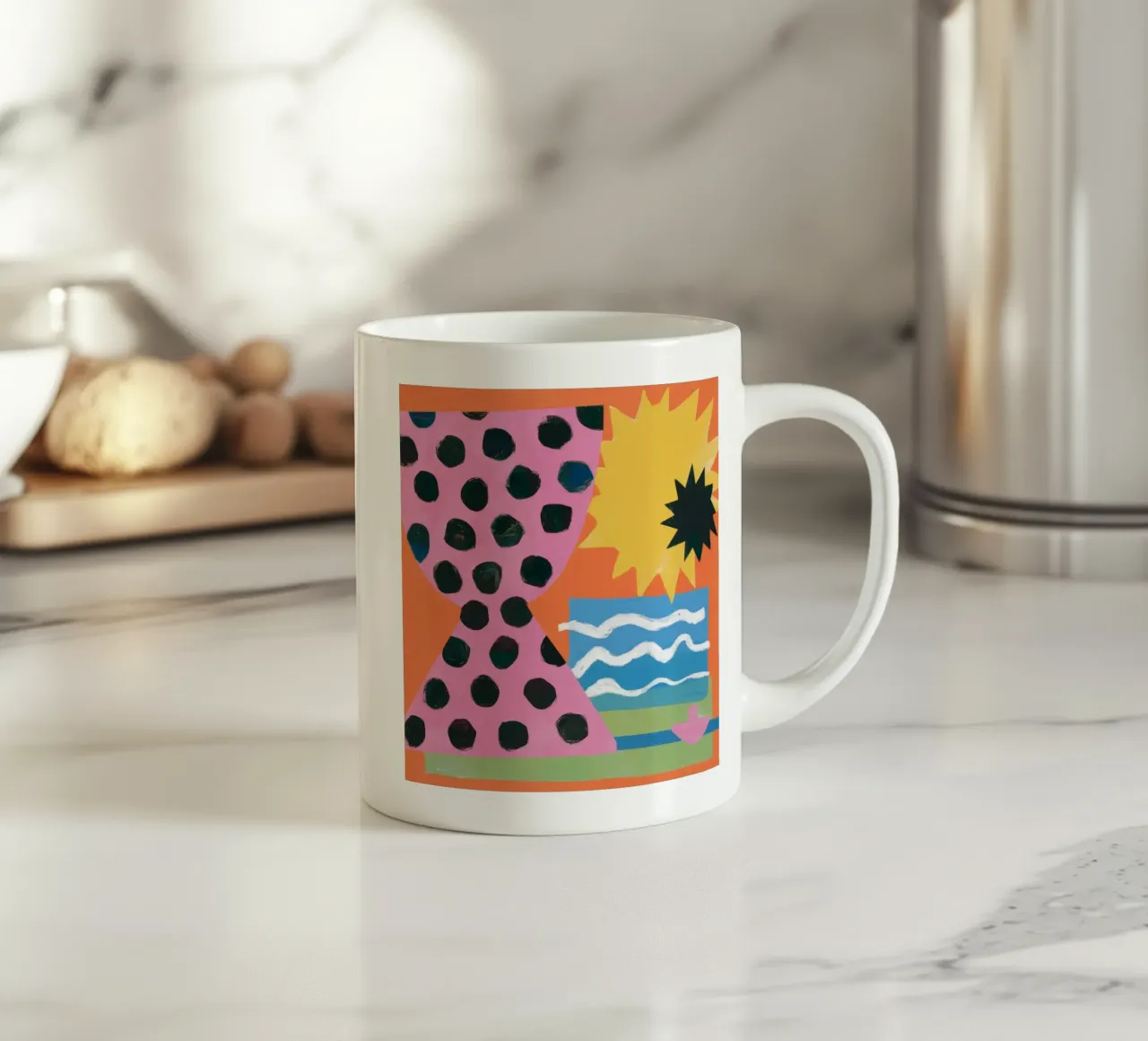 Forme astratte del sole tazza in ceramica da Thistle Bloom