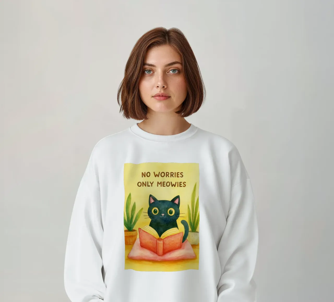 no worries only meowies cat drawing sudadera de Botania