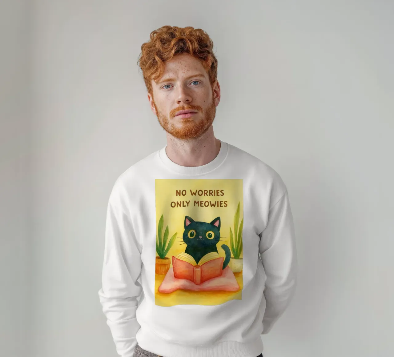 no worries only meowies cat drawing sudadera de Botania