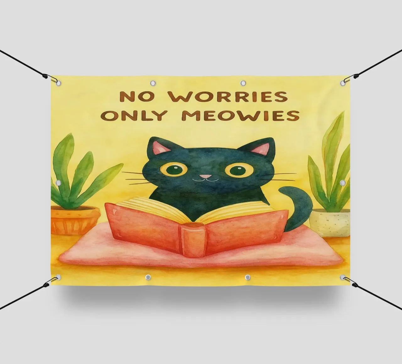 no worries only meowies cat drawing lonas publicitarias de Botania