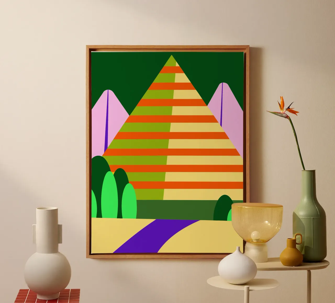 berg vector canvas met Baklijst van Botania