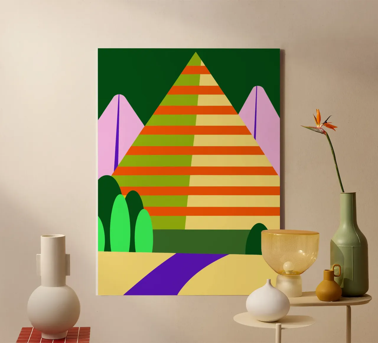 berg vector canvas met Baklijst van Botania
