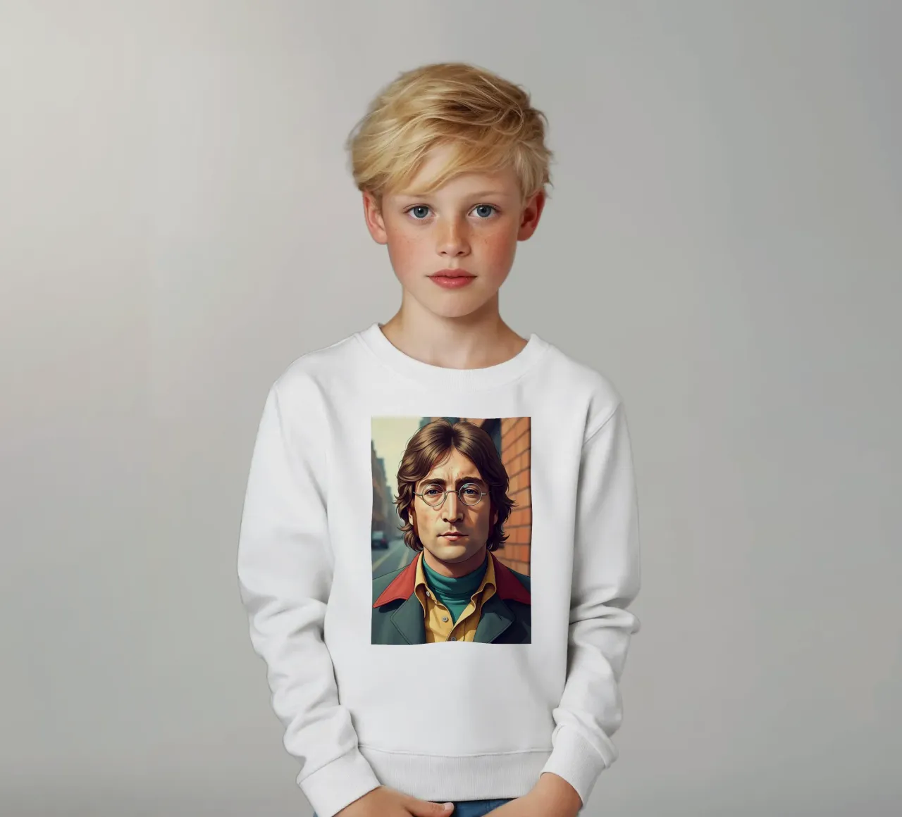 John Lennon vintage style kids sweatshirt by Lembayung art