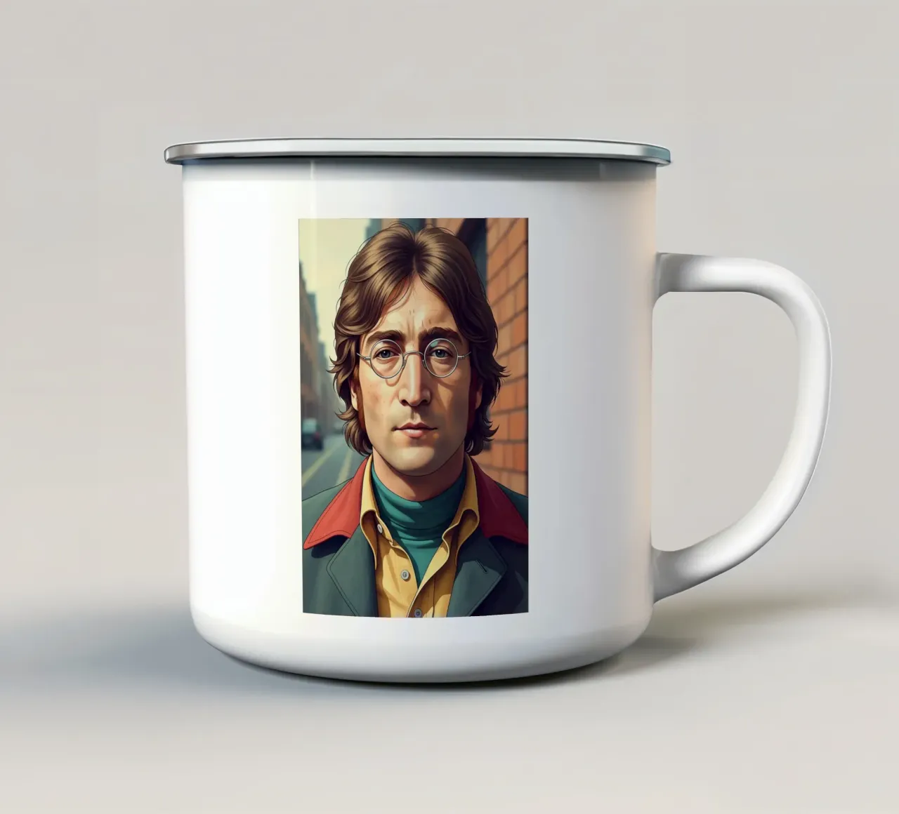 John Lennon vintage style tazza in smalto da Lembayung art