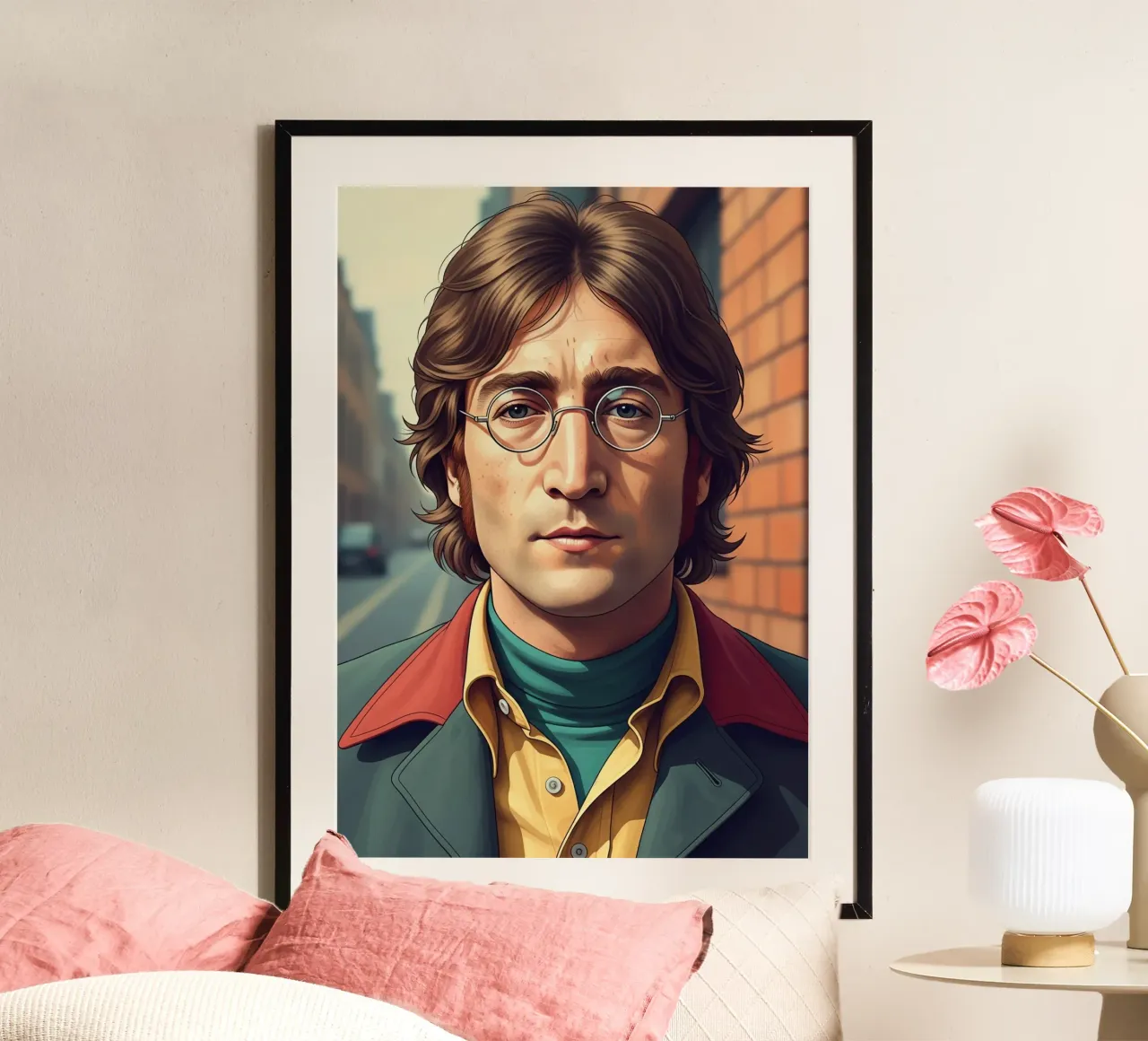 John Lennon vintage style poster con telaio in alluminio da Lembayung art