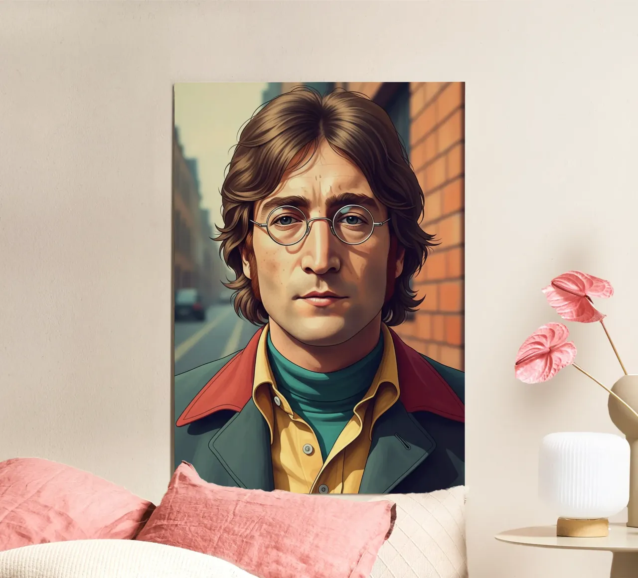 John Lennon vintage style poster con telaio in alluminio da Lembayung art