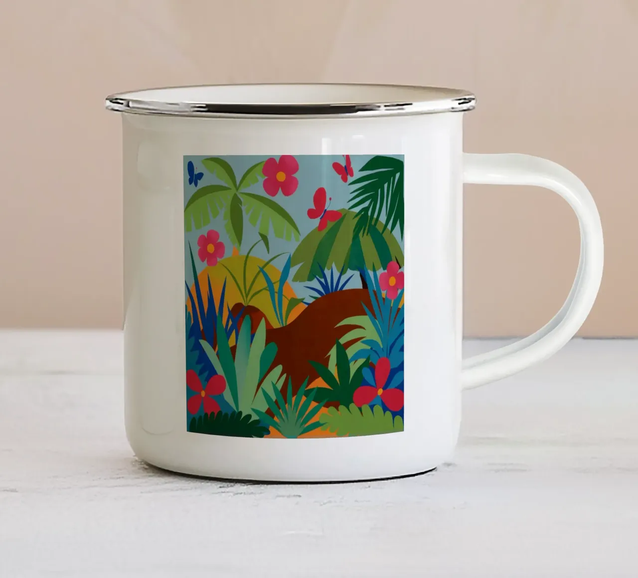 Il toro della giungla tazza in smalto da Thistle Bloom
