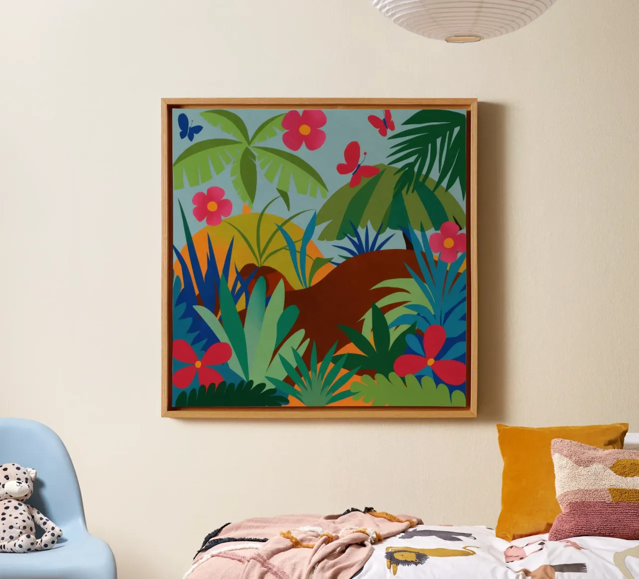 Der Dschungelbulle Leinwand mit Schattenfugenrahmen von Thistle Bloom