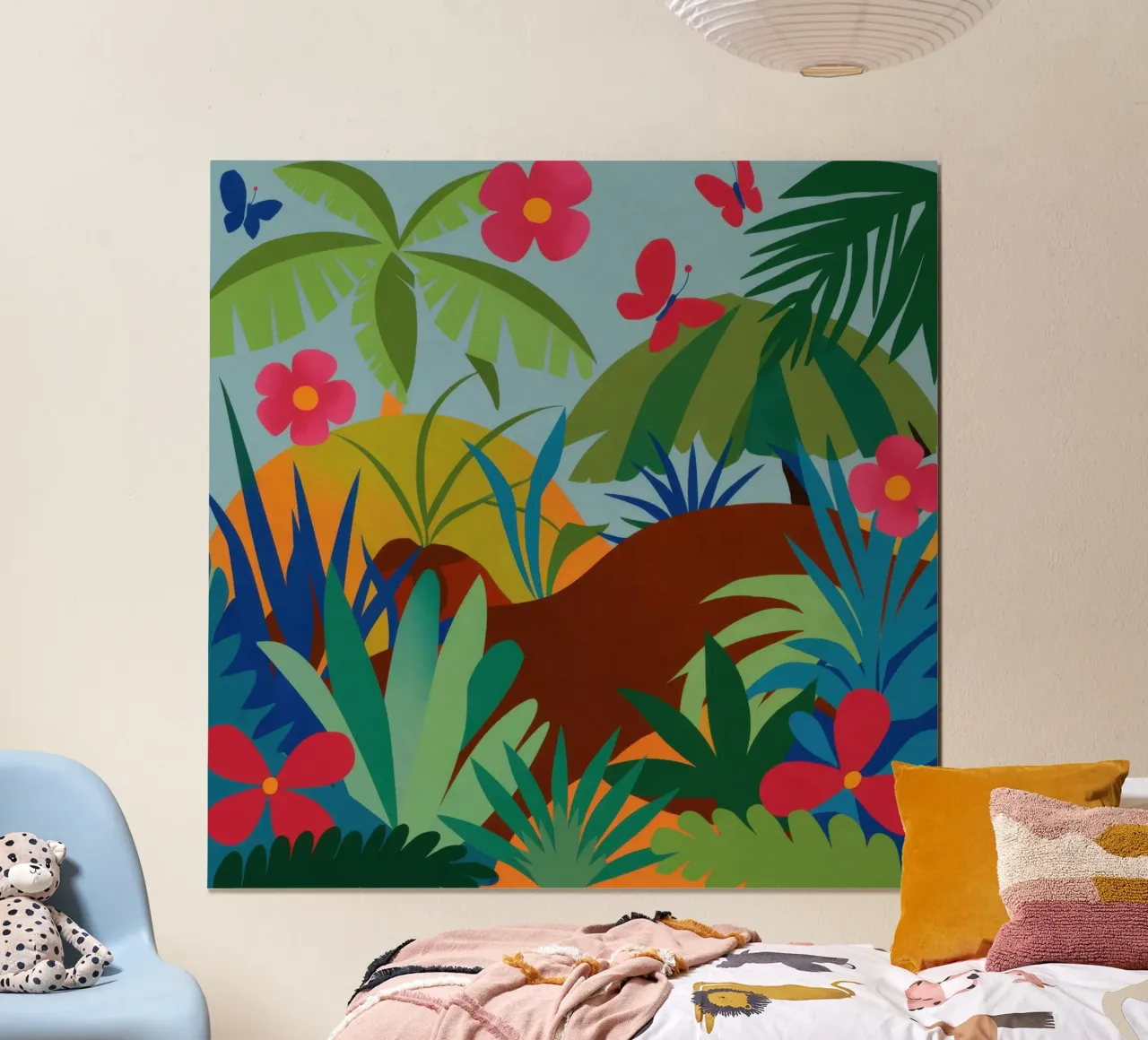 Il toro della giungla poster con telaio in legno da Thistle Bloom