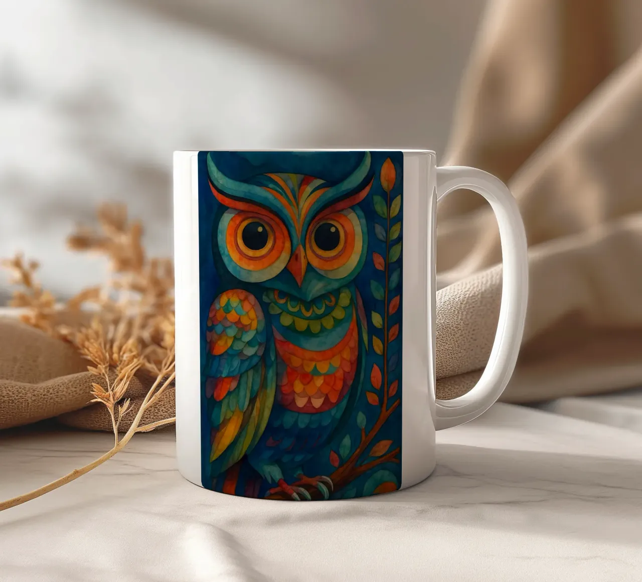 disegno di gufo tazza in ceramica da Botania