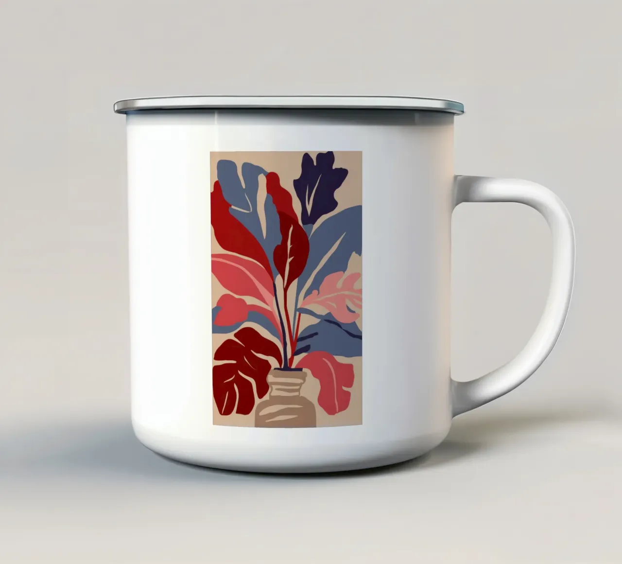 Karminrote Flora Stillleben Emaille Tasse von Thistle Bloom