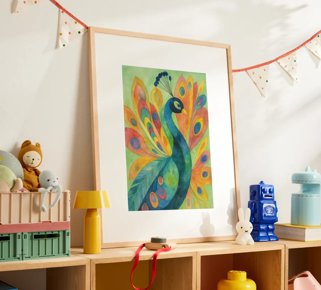 dibujo de pavo real poster de Botania