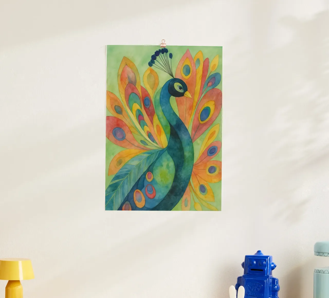 dibujo de pavo real poster de Botania