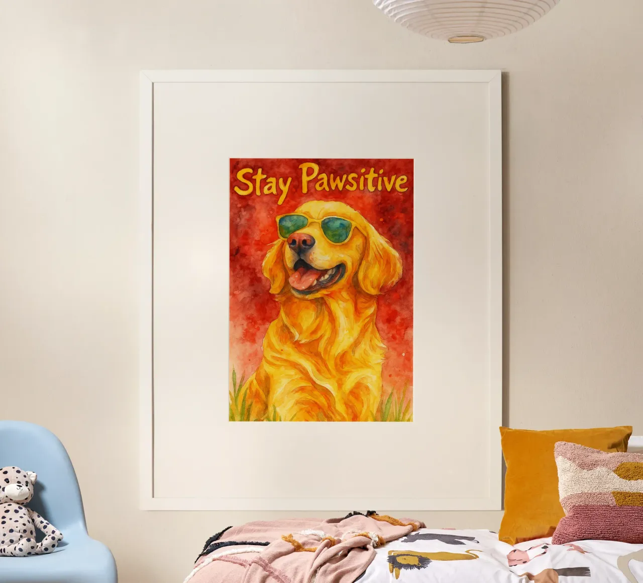 dessin d'un chien qui reste en contact avec la patte poster de Botania