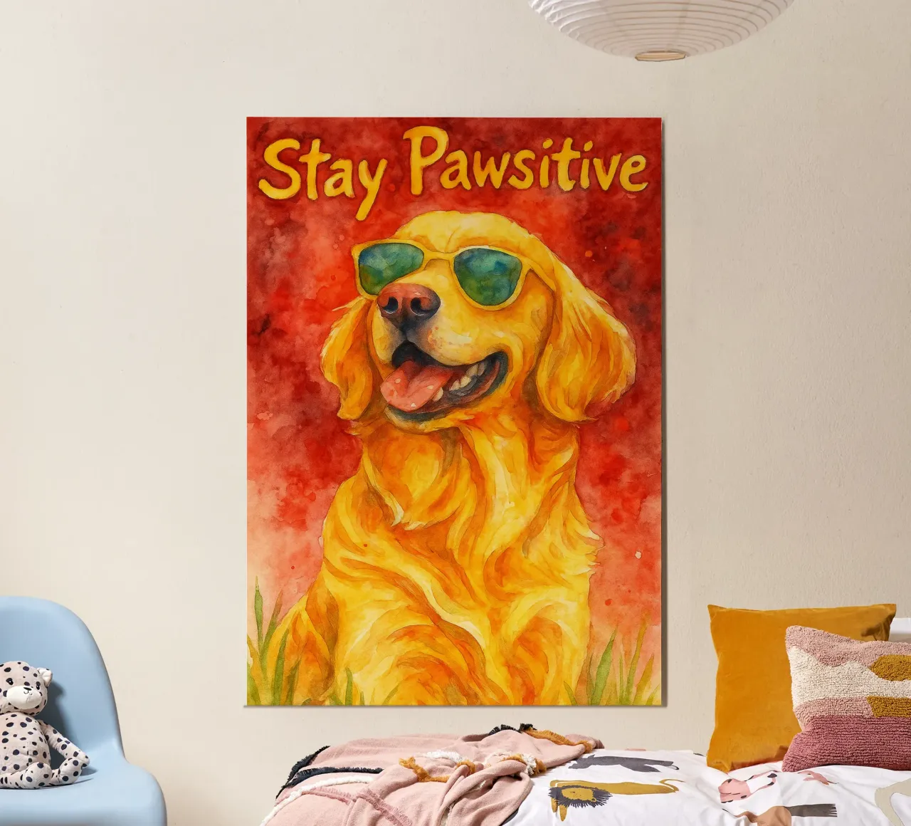 dessin d'un chien qui reste en contact avec la patte poster de Botania