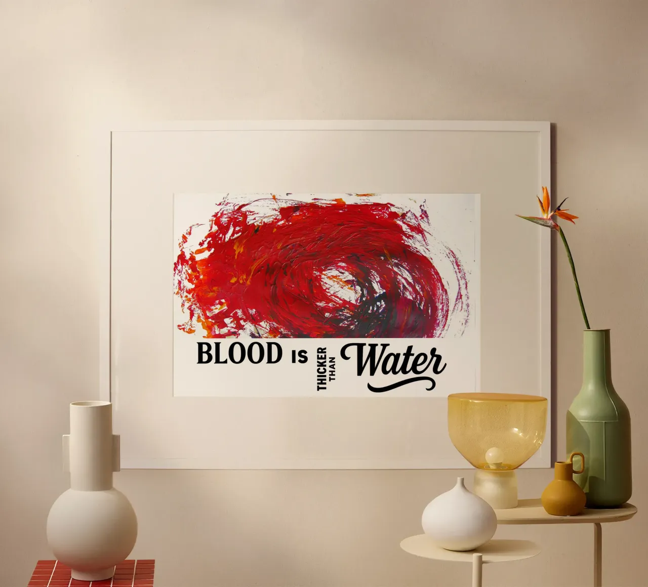 BLOOD IS THICKER THAN WATER poster con telaio in legno da Vintage Van Gogh