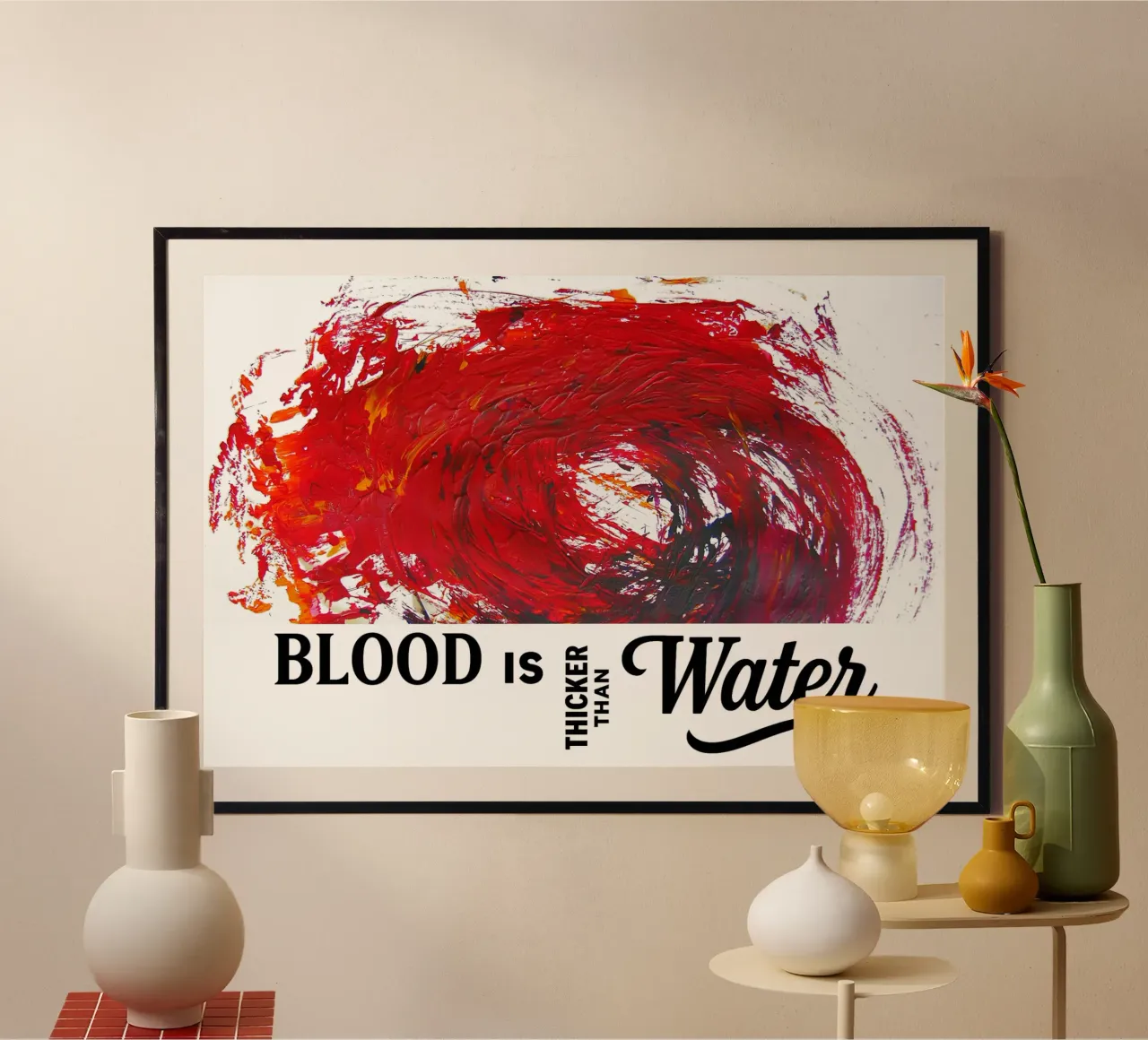 BLOOD IS THICKER THAN WATER poster con telaio in legno da Vintage Van Gogh