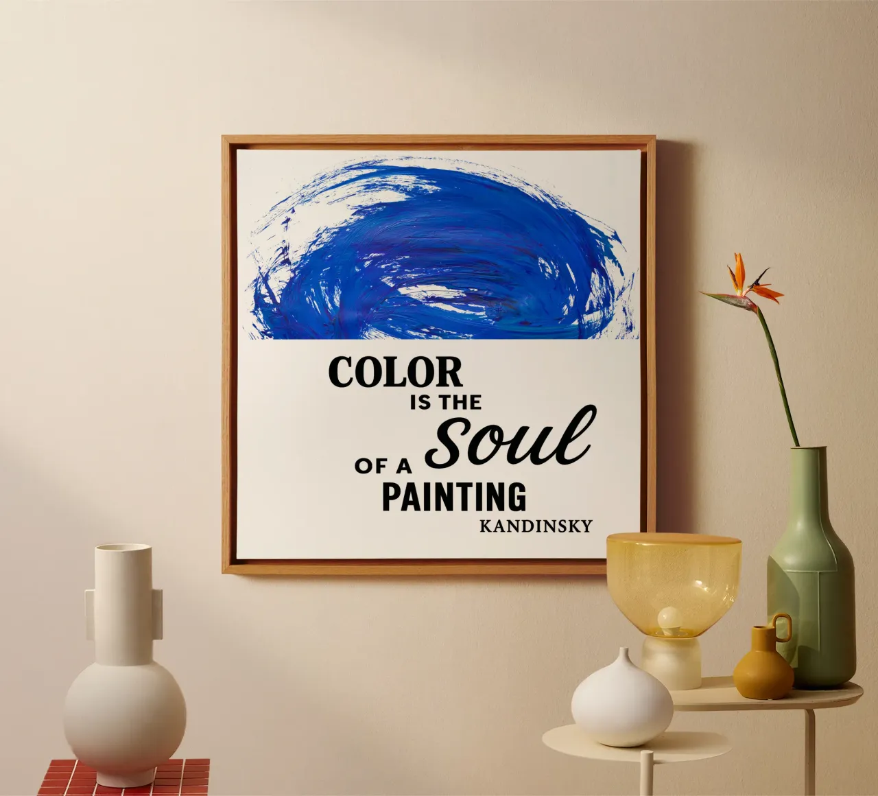 COLOR IS THE SOUL OF A PAINTING  (blau) canvas met Baklijst van Vintage Van Gogh