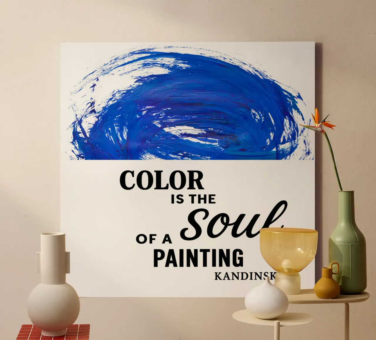 COLOR IS THE SOUL OF A PAINTING  (blau) canvas met Baklijst van Vintage Van Gogh
