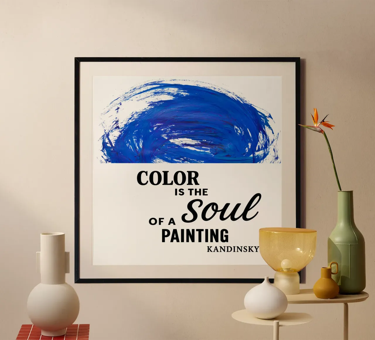 COLOR IS THE SOUL OF A PAINTING  (blau) poster con telaio in legno da Vintage Van Gogh