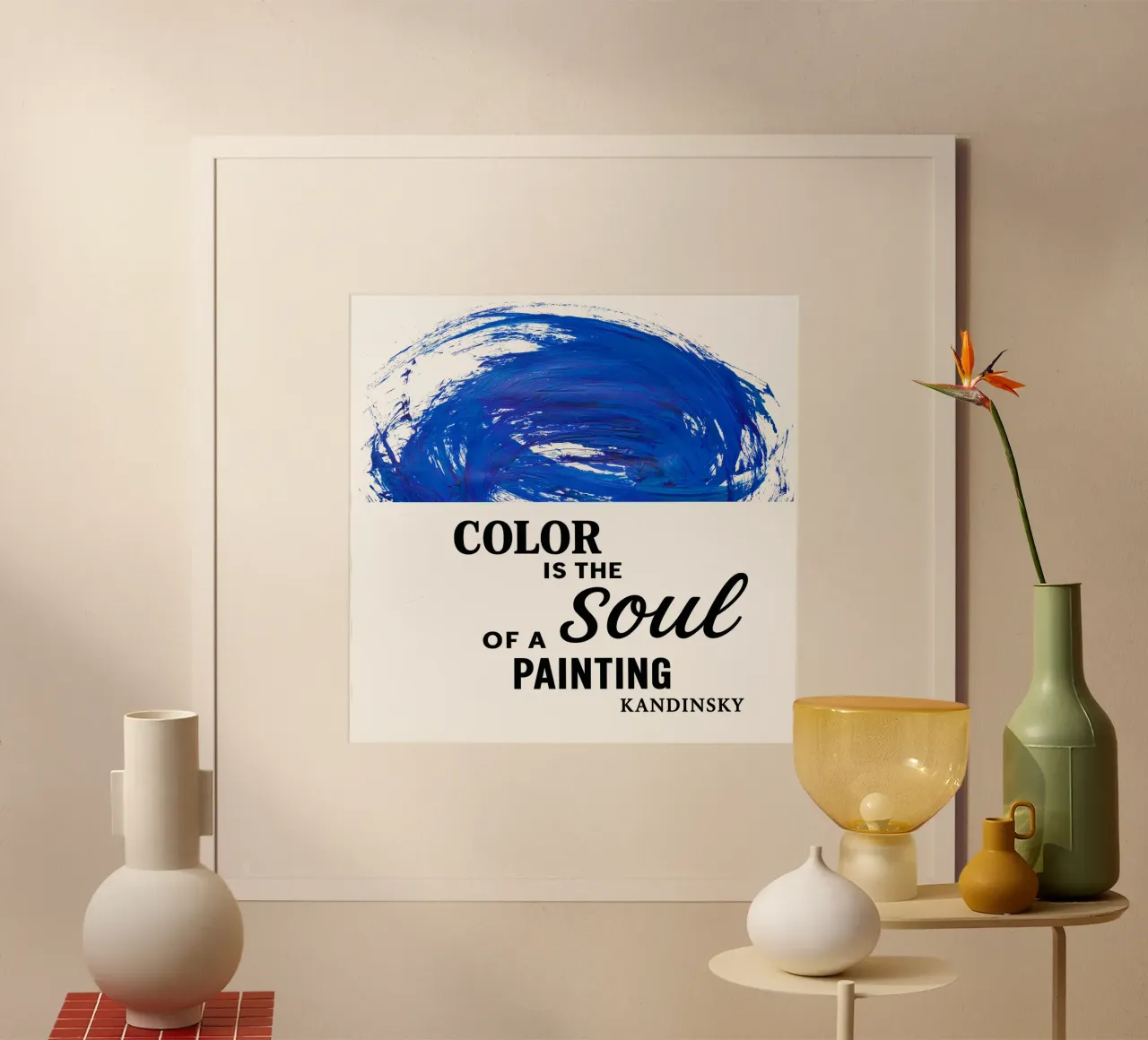 COLOR IS THE SOUL OF A PAINTING  (blau) poster con telaio in legno da Vintage Van Gogh