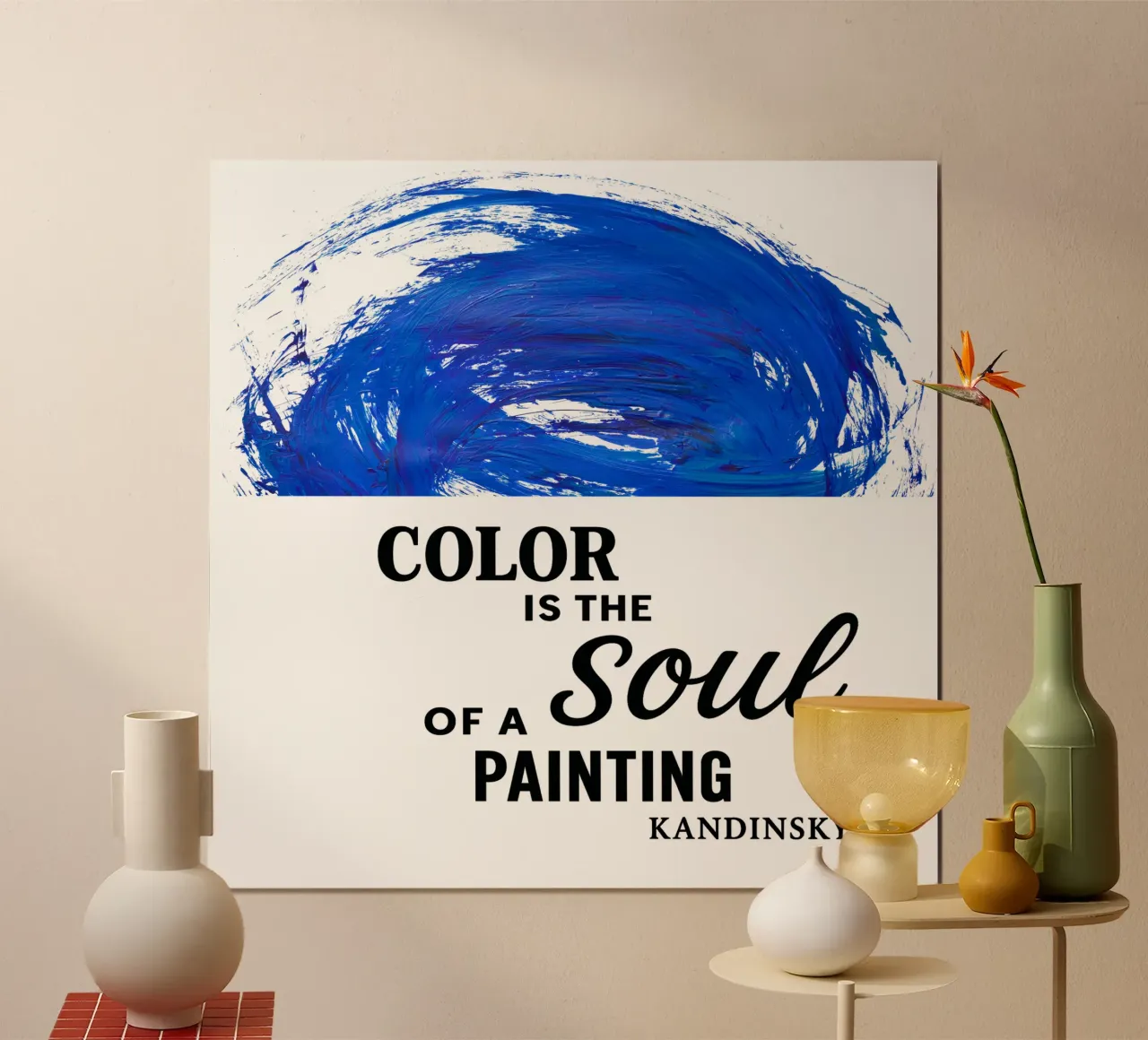 COLOR IS THE SOUL OF A PAINTING  (blau) poster con telaio in legno da Vintage Van Gogh