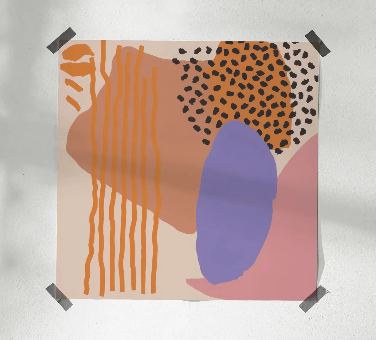 Collage di forme organiche poster con telaio in legno da Thistle Bloom