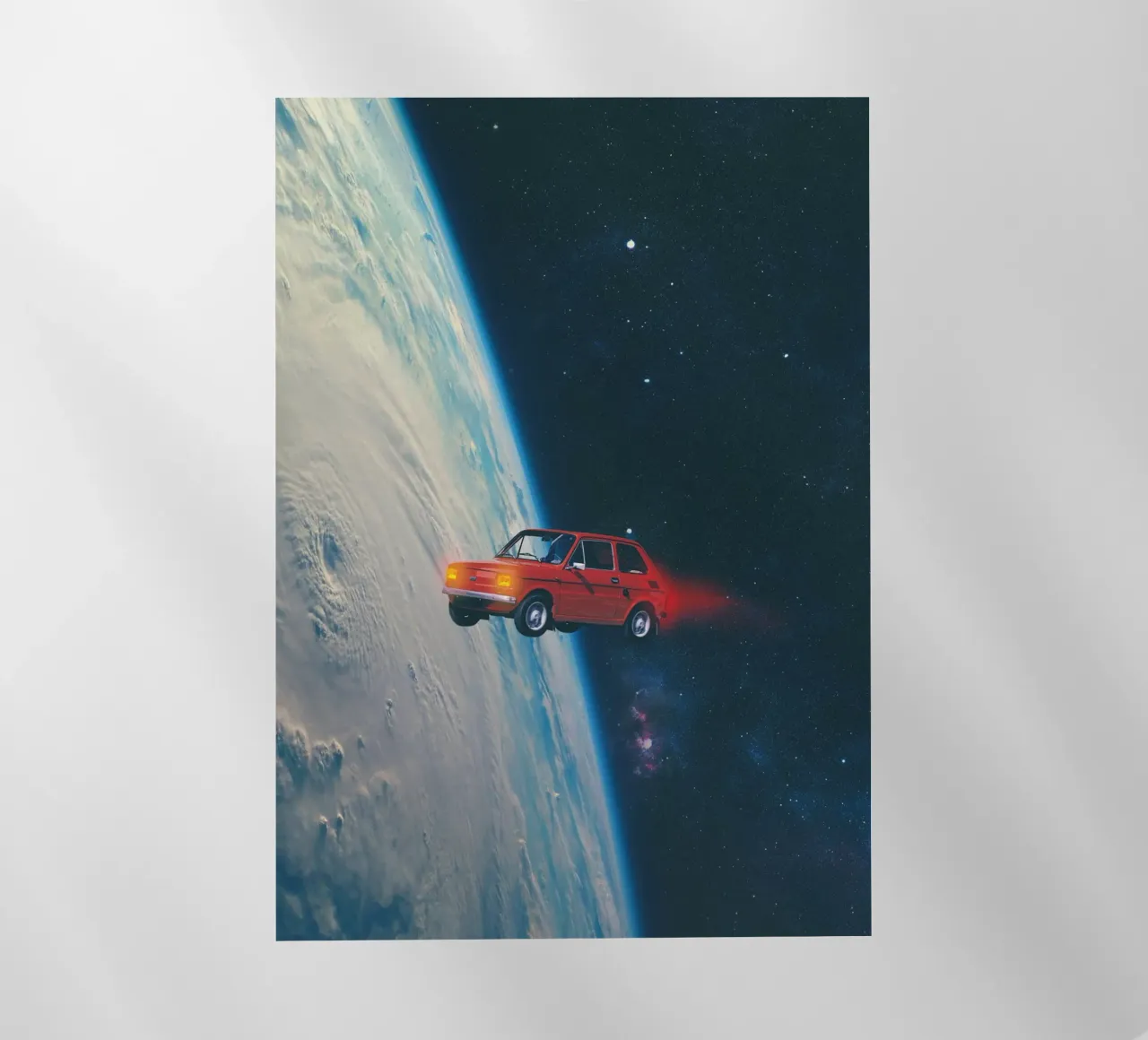 Auto rossa in orbita pellicola backlit da Dapidoka