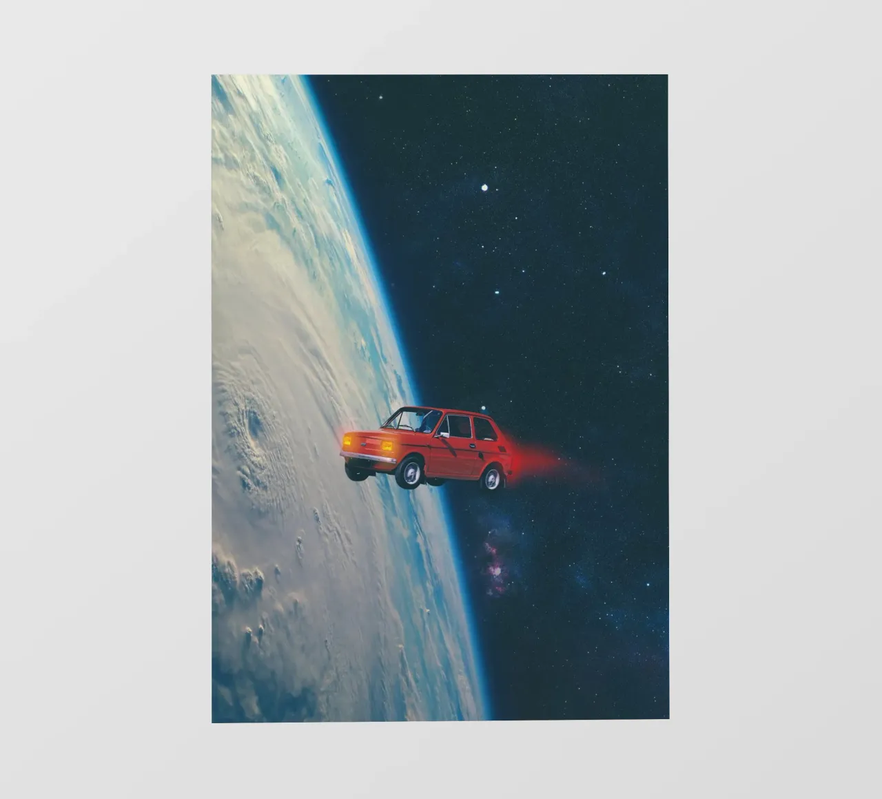 Auto rossa in orbita pellicola backlit da Dapidoka