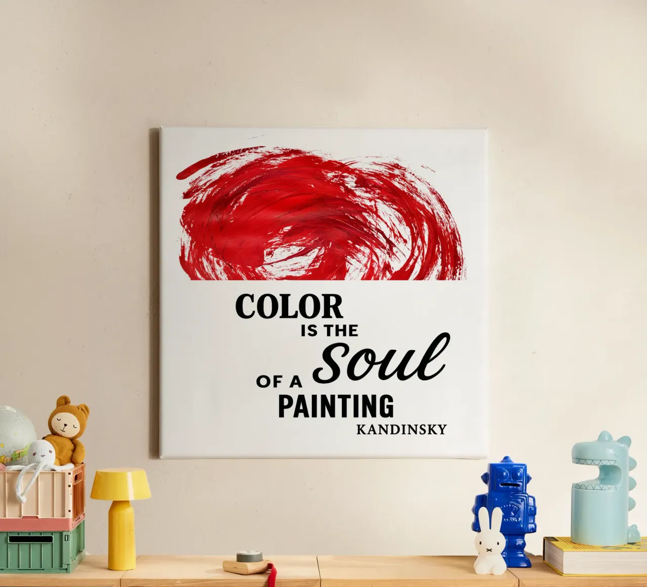 COLOR IS THE SOUL OF A PAINTING (red) canvas met Baklijst van Vintage Van Gogh