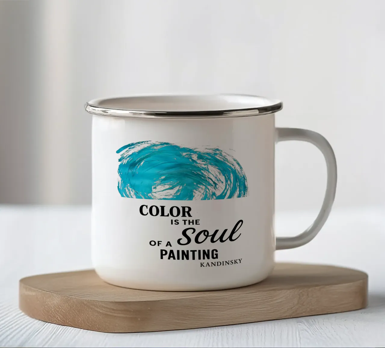 COLOR IS THE SOUL OF A PAINTING (cyan) tazza in smalto da Vintage Van Gogh