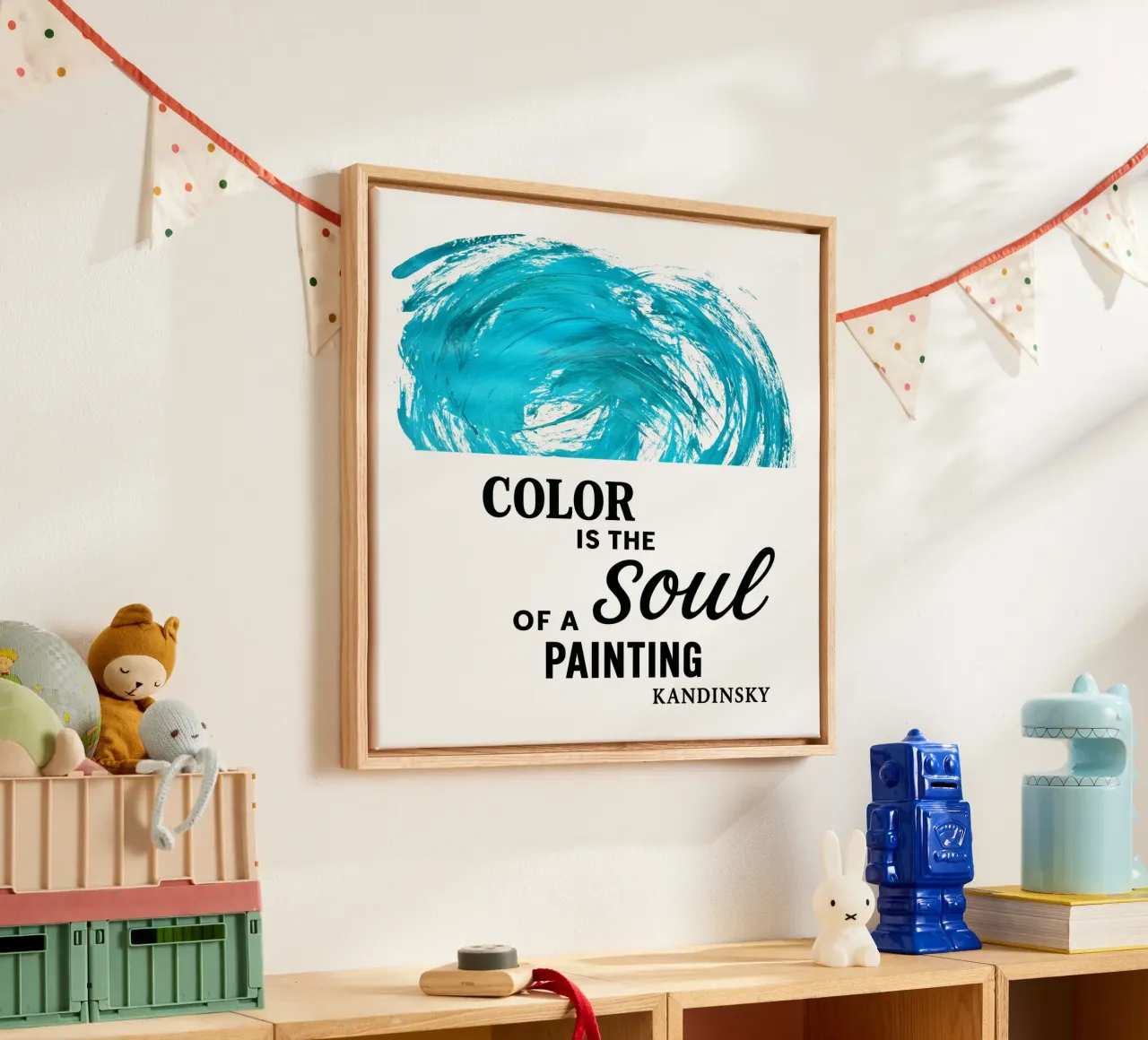COLOR IS THE SOUL OF A PAINTING (cyan) canvas met Baklijst van Vintage Van Gogh