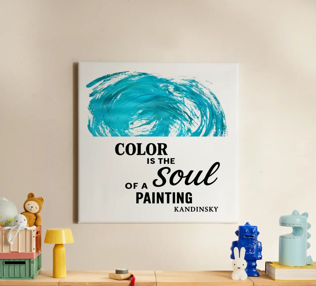 COLOR IS THE SOUL OF A PAINTING (cyan) canvas met Baklijst van Vintage Van Gogh