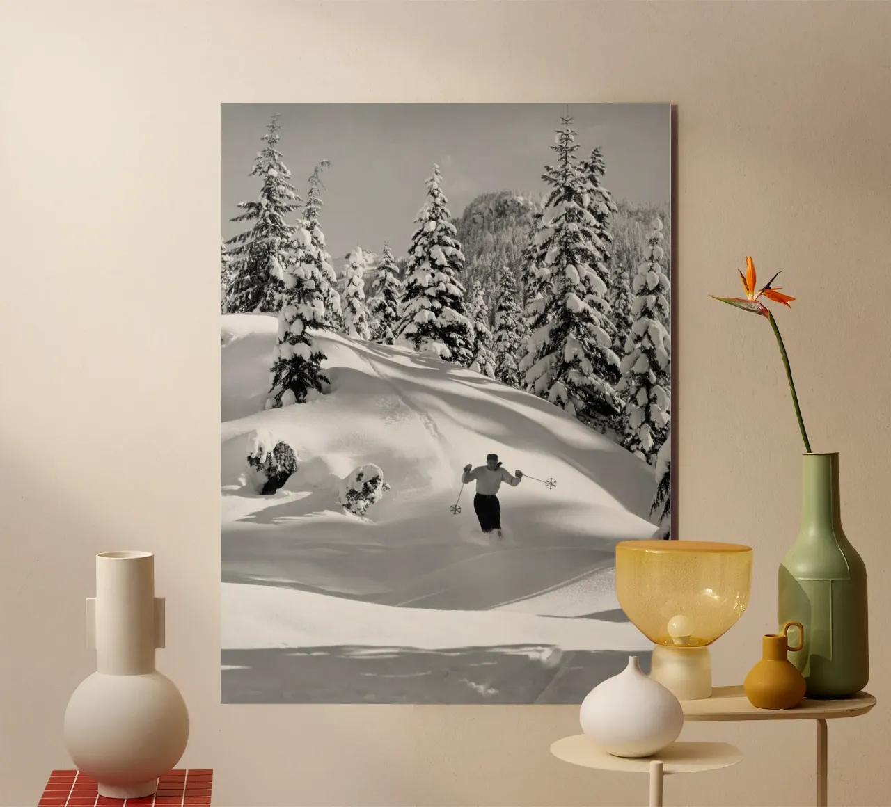 Sciatore sulla neve alluminio dibond da charles loy
