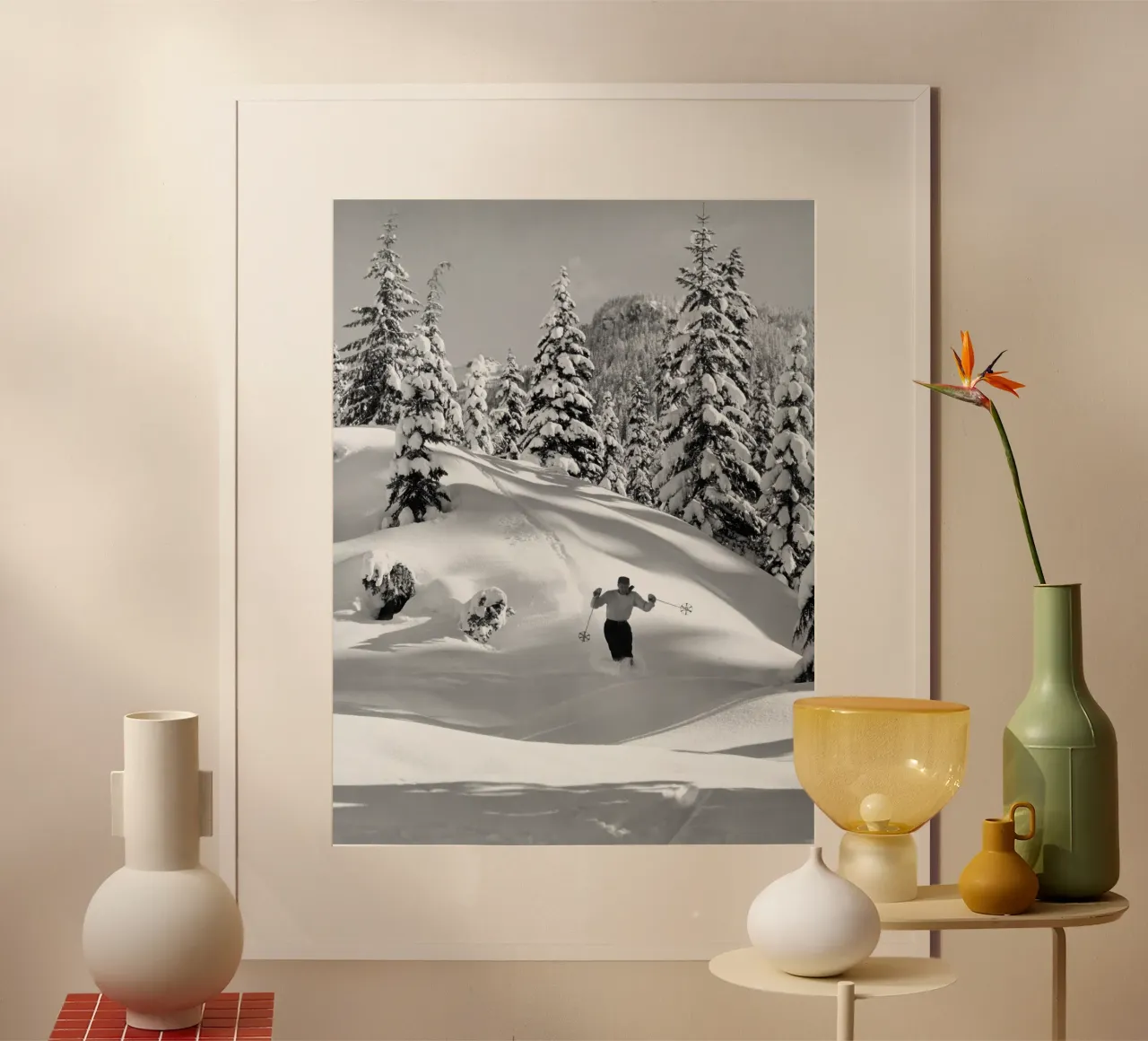 Sciatore sulla neve carta hahnemühle da charles loy