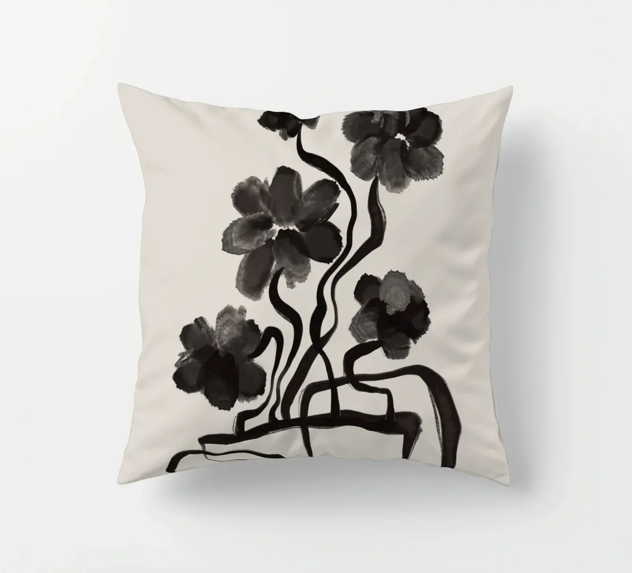 Gray Flowers decorative cushion by treechild