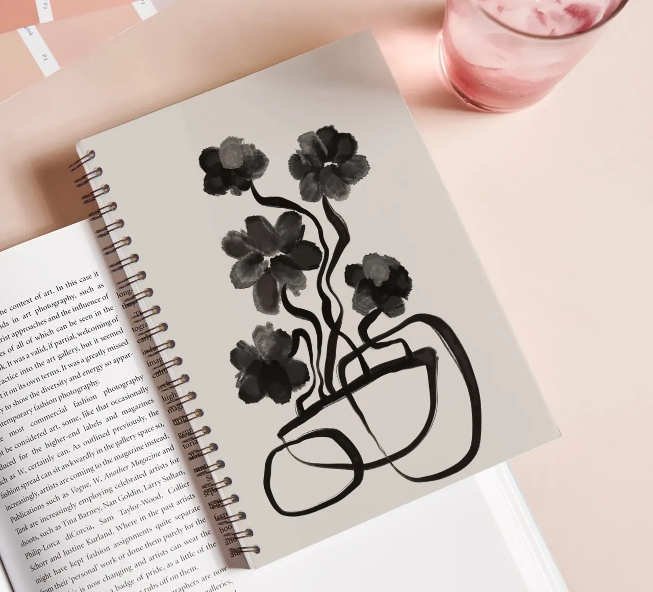 Gray Flowers spiral notebook by treechild