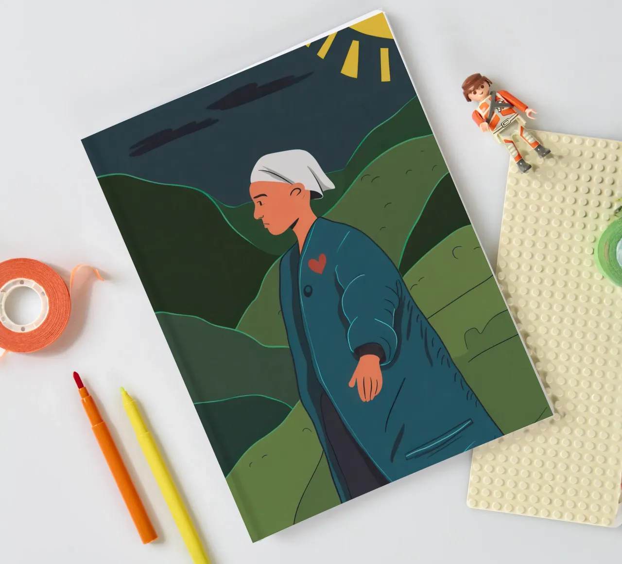 Grünes Feld Gelassenheit Notizbuch von Line Fable