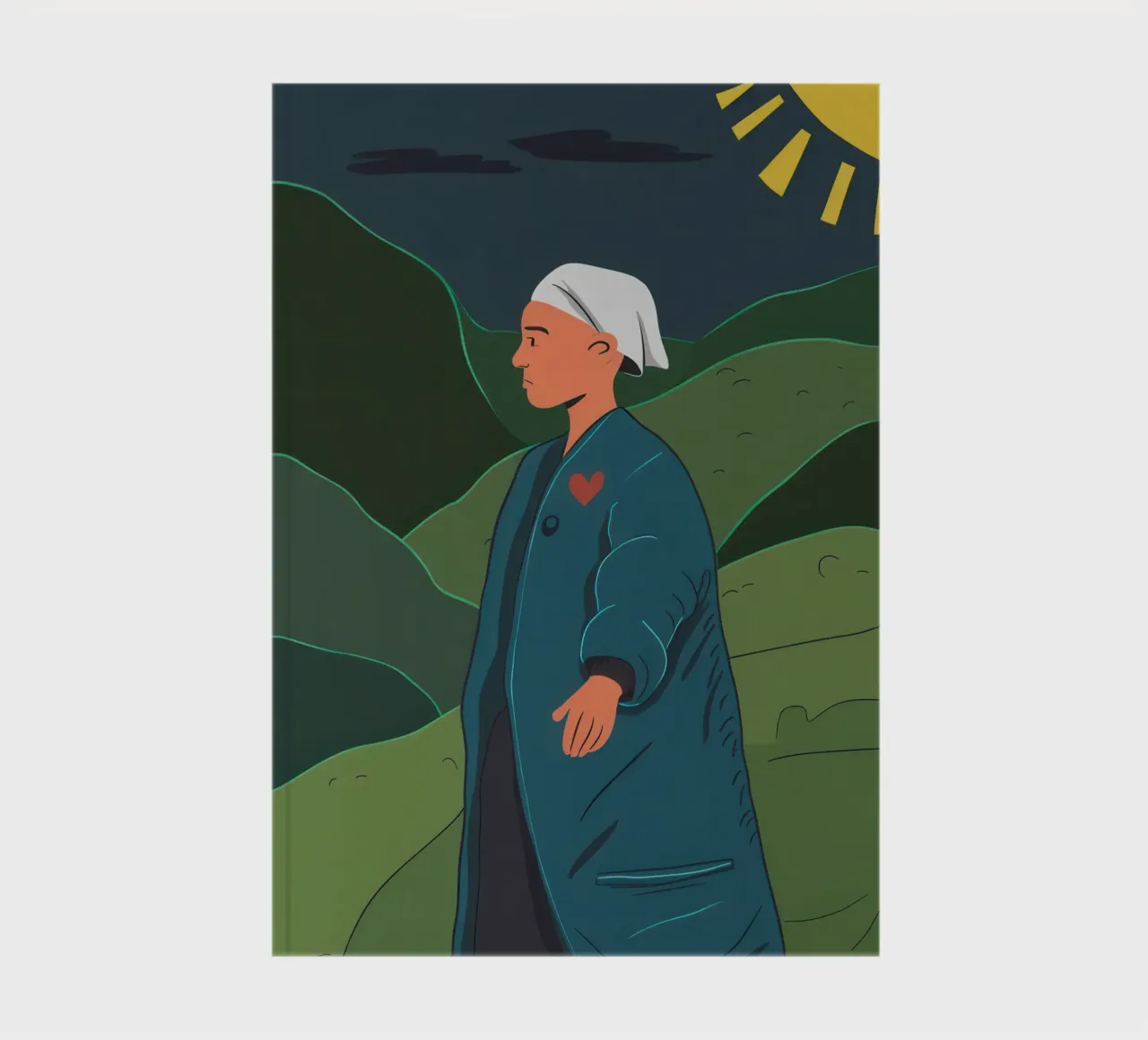 Grünes Feld Gelassenheit Notizbuch von Line Fable