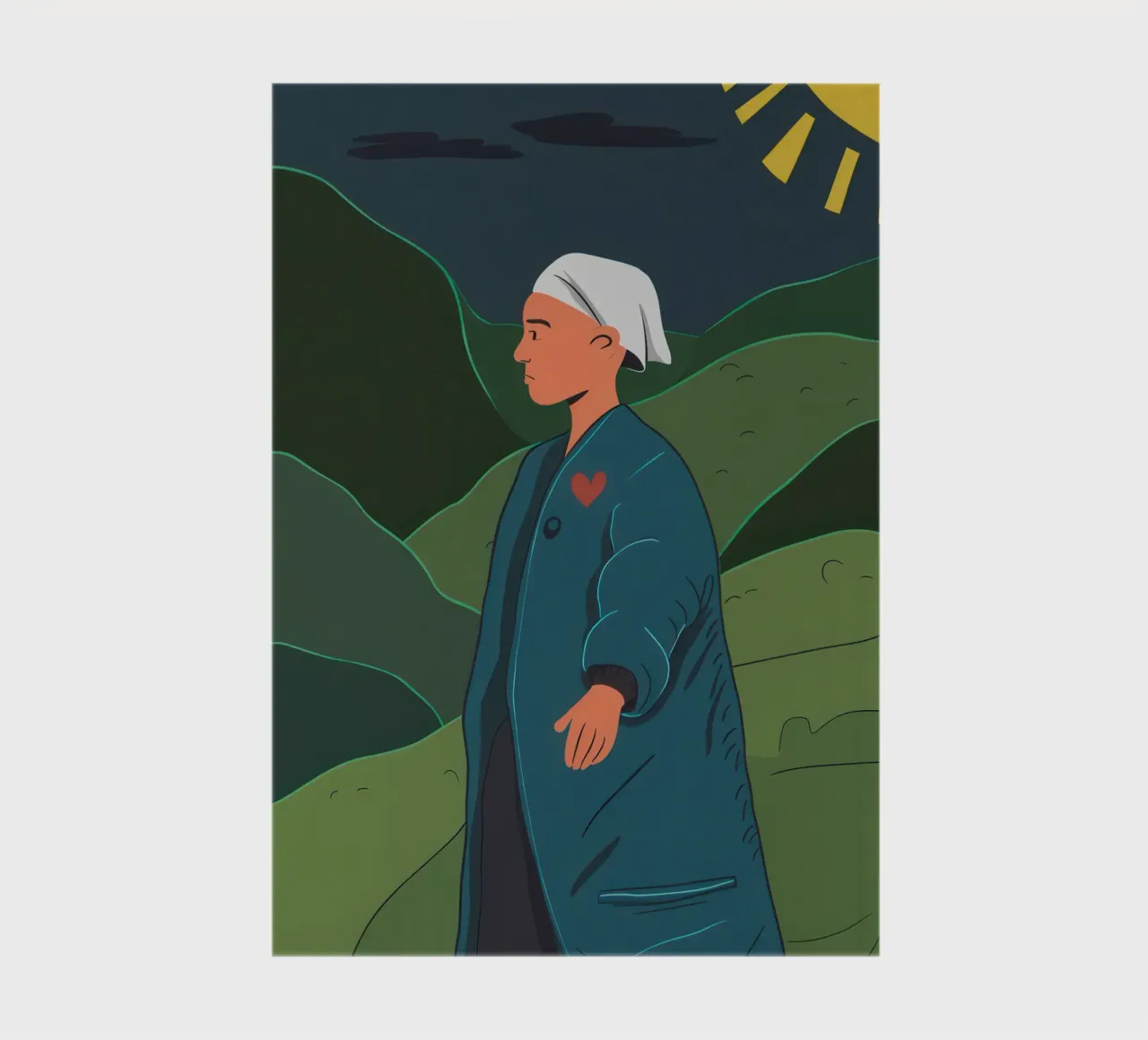 Grünes Feld Gelassenheit Notizbuch von Line Fable