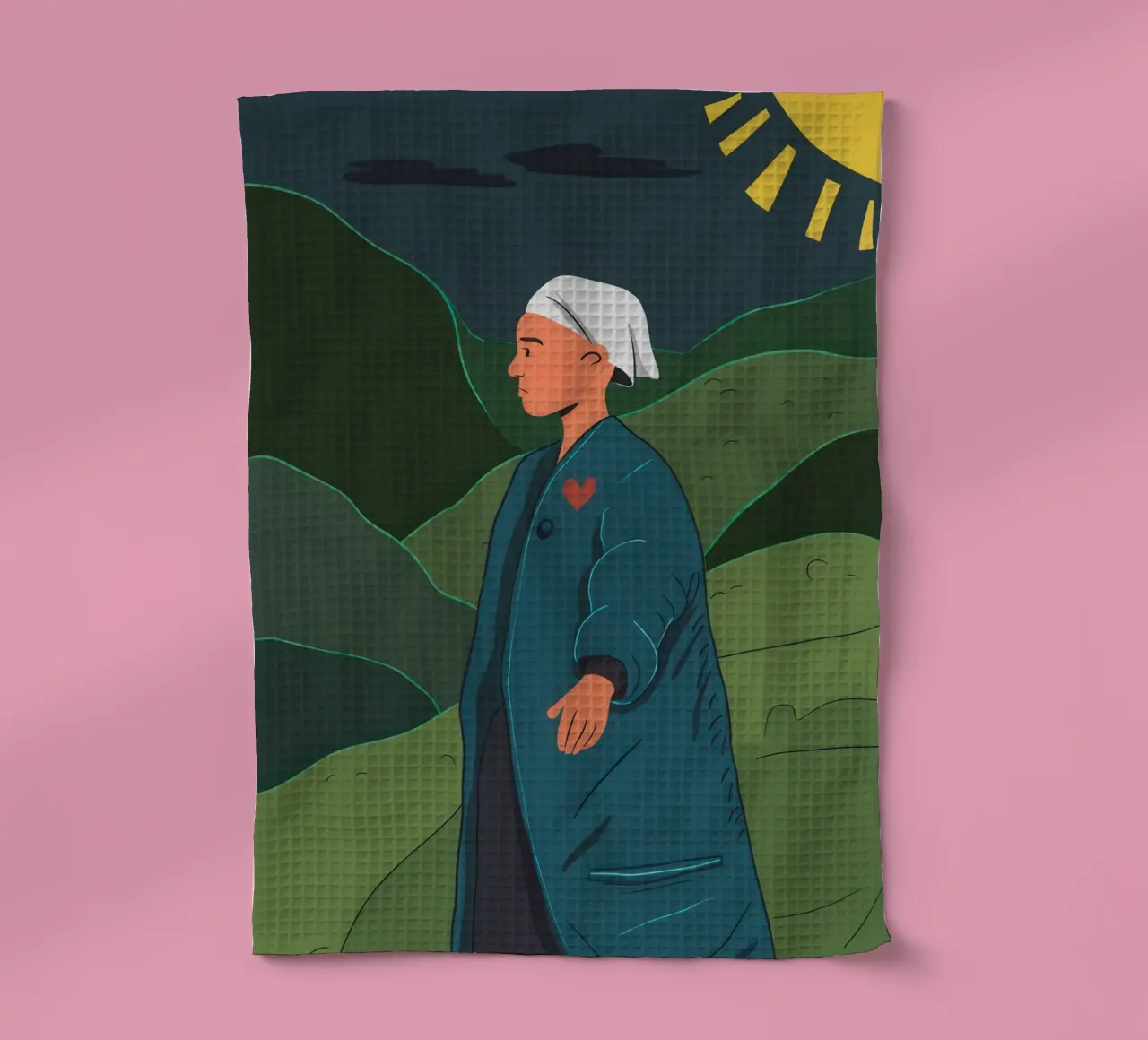 Serenità del campo verde canovaccio da cucina da Line Fable