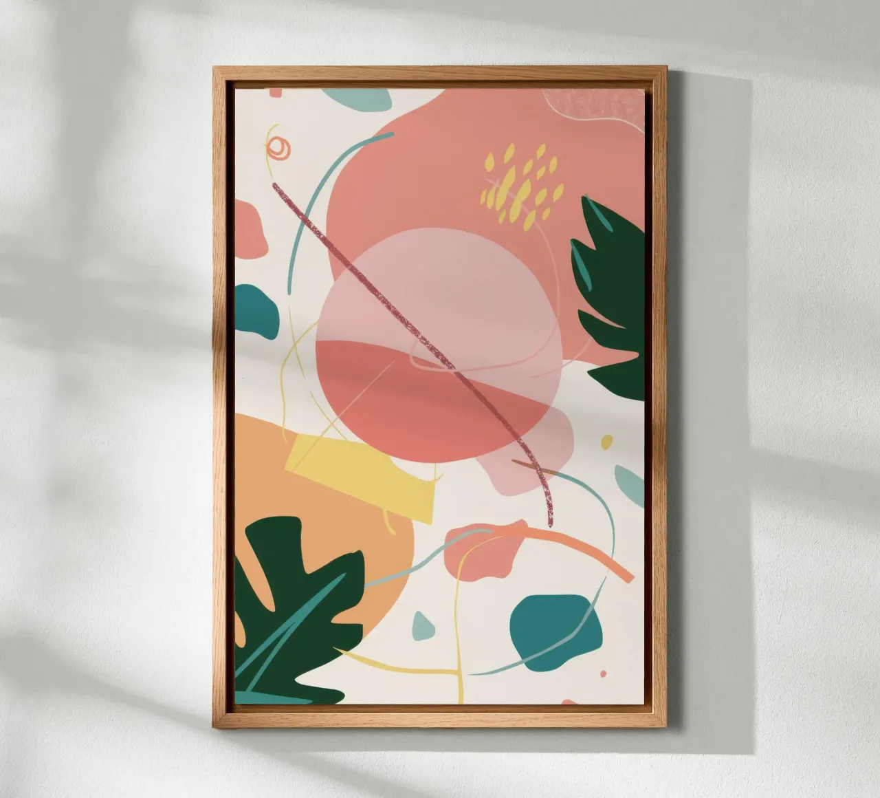 Zacht blad abstract canvas met Baklijst van Lunar Valentina