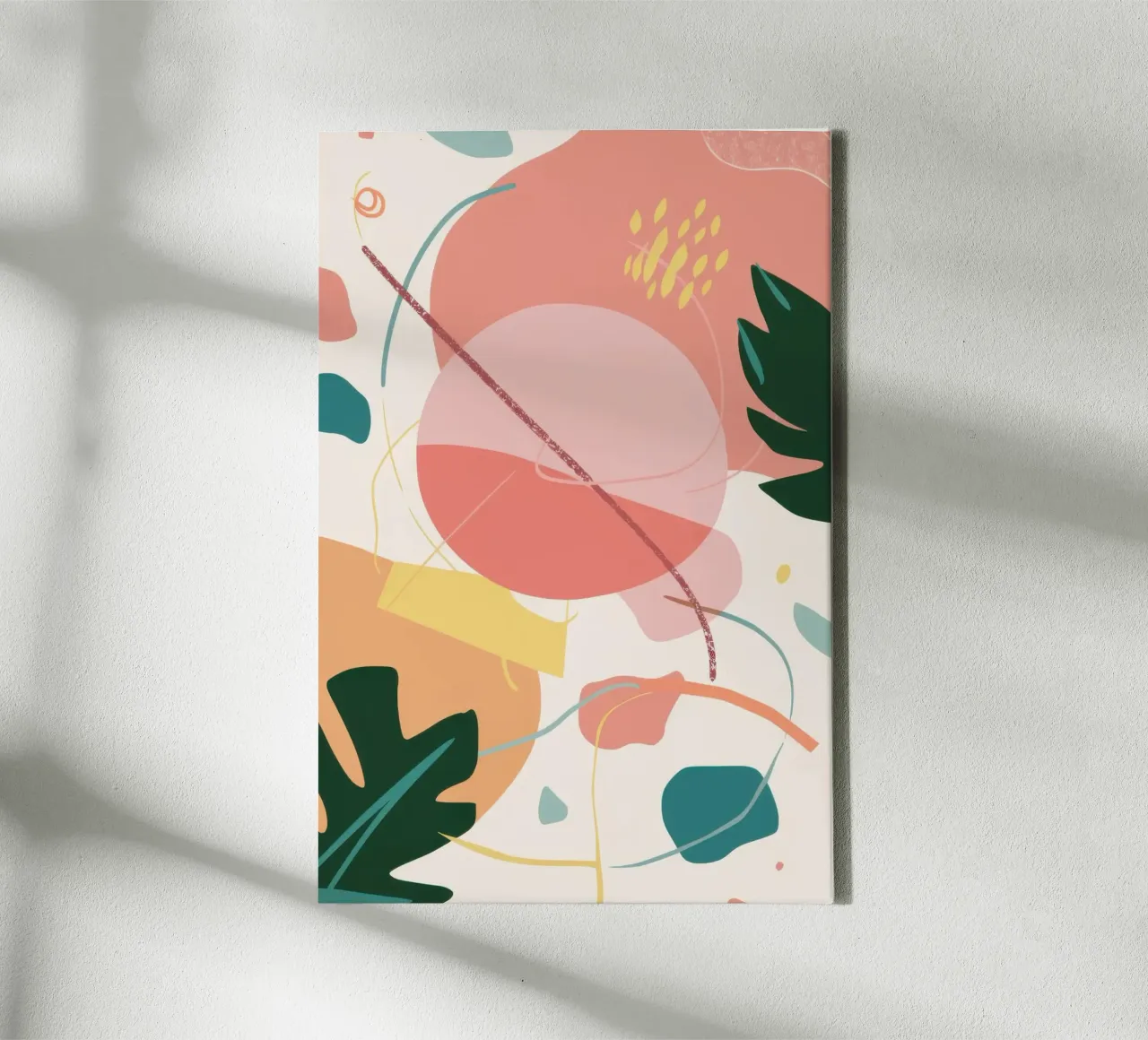 Zacht blad abstract canvas met Baklijst van Lunar Valentina