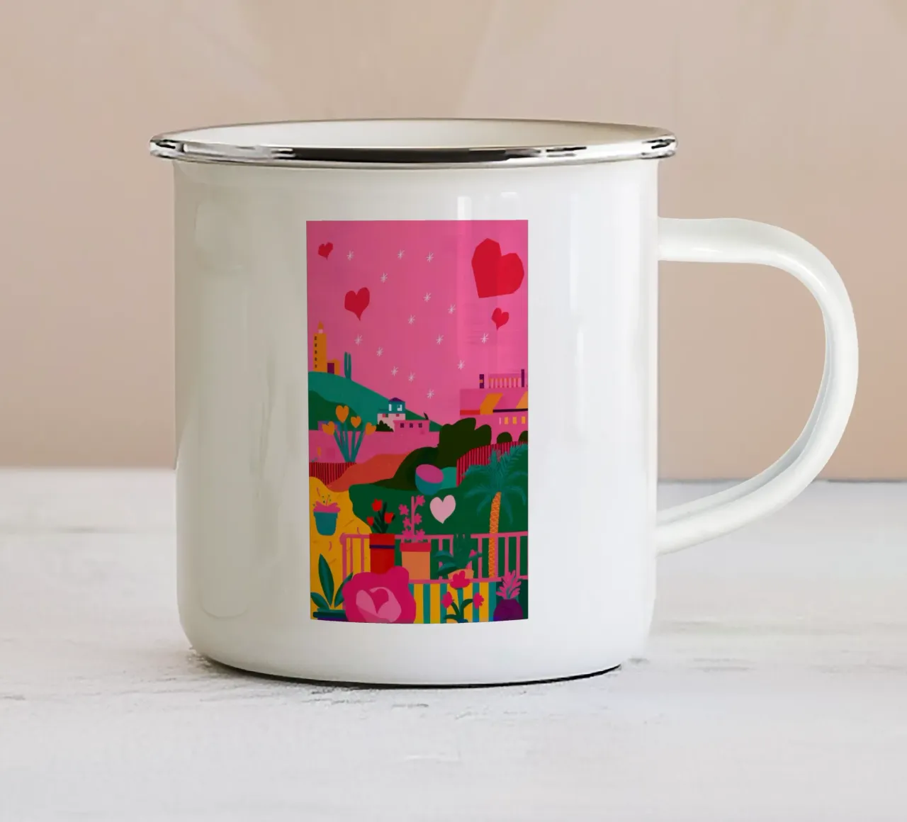 Paesaggio d'amore tazza in smalto da Line Fable