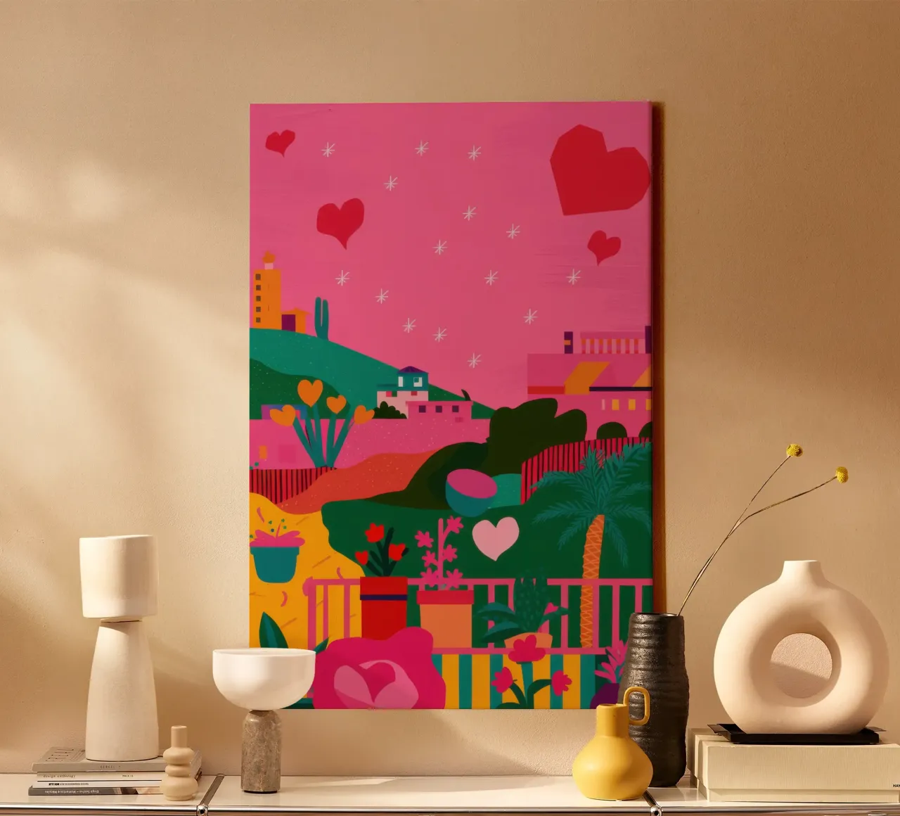 Paesaggio d'amore tela con Cornice a cassetta da Line Fable